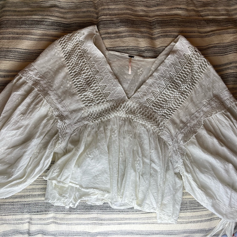 FREE PEOPLE- White Blouse, Size S